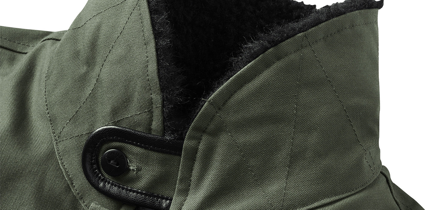 Shearling Collar with Button Tab