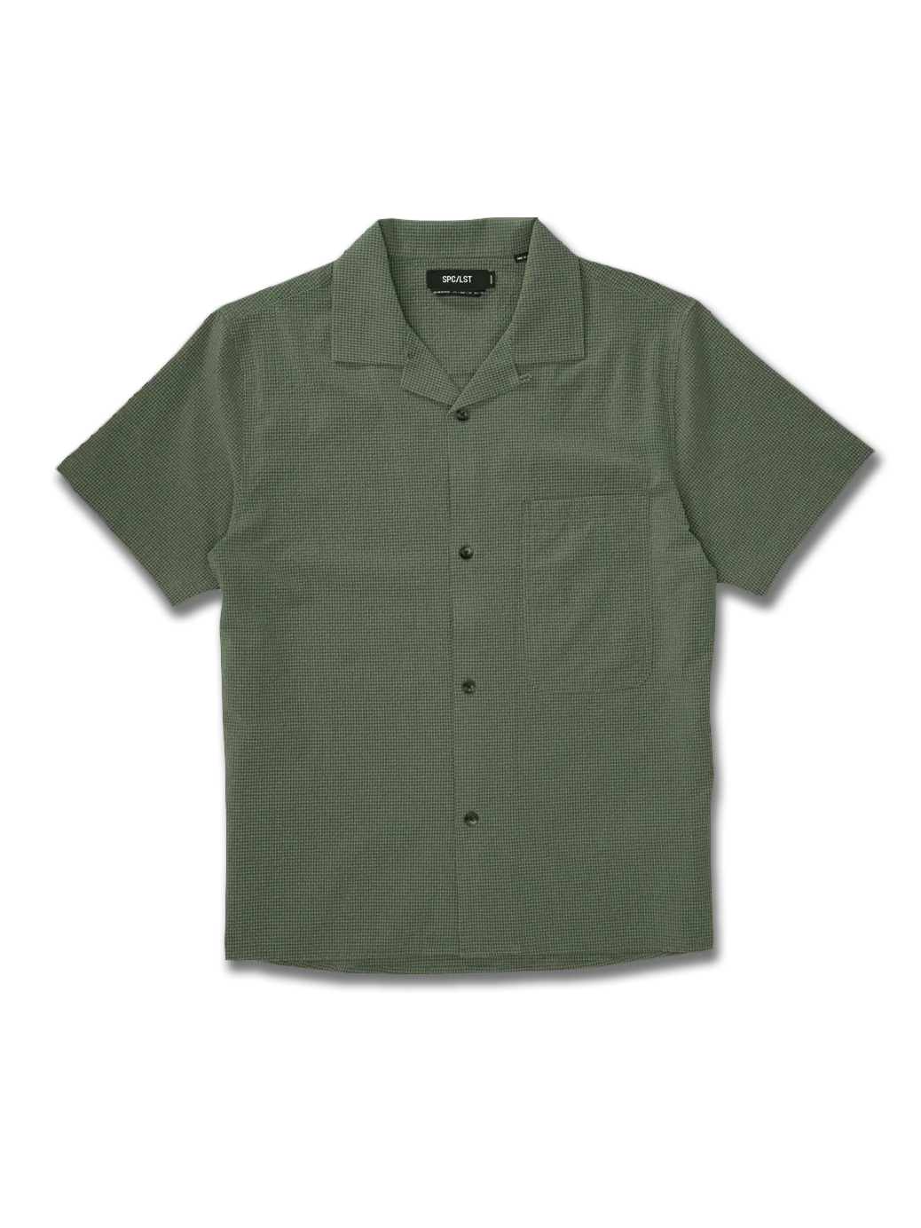 Green short-sleeve shirt on a white background