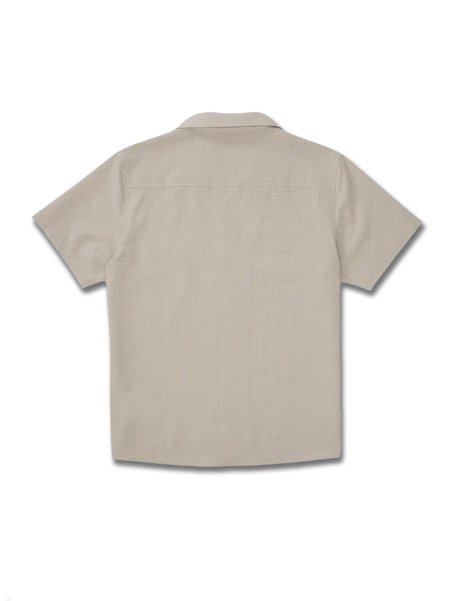 Beige short-sleeve shirt on a white background