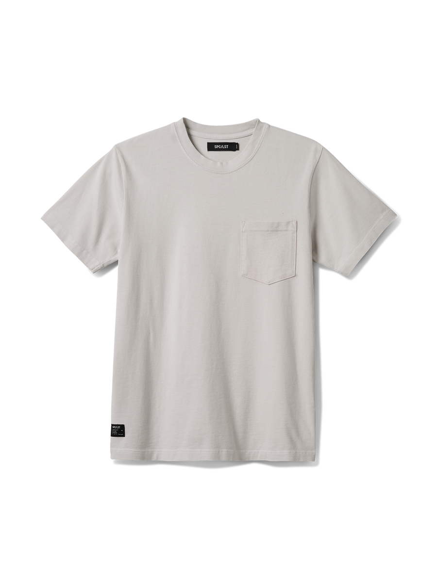 White Cotton t-shirt made in USA with a pocket on a white background